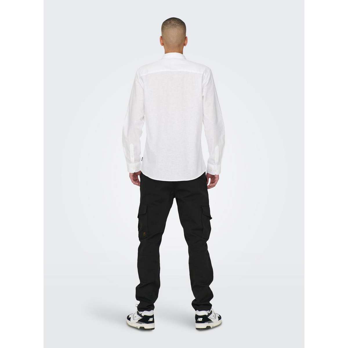 ONLY & SONS MEN΄S SLIM FIT SOLID LINEN LONSLEEVE SHIRT 22012321 WHITE